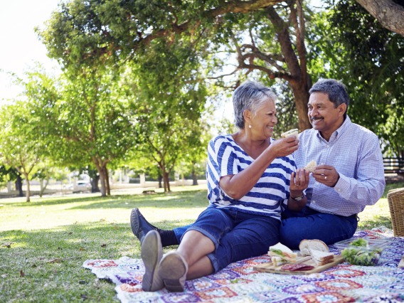 Man and woman having a picnic