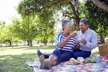 Man and woman having a picnic